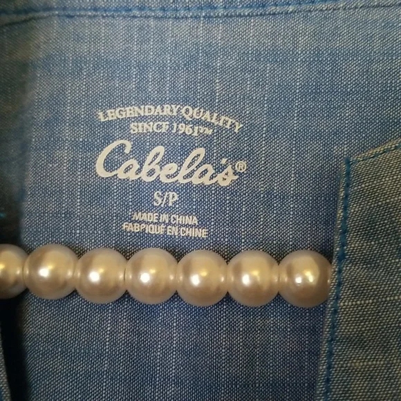 Cabela's Blue Denim Long Sleeve Chambray Shirt Dress Size Small Petite - Picture 6 of 12